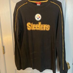 Vintage Pittsburg Steelers Black Long Sleeve Shirt Size Medium NFL, licensed